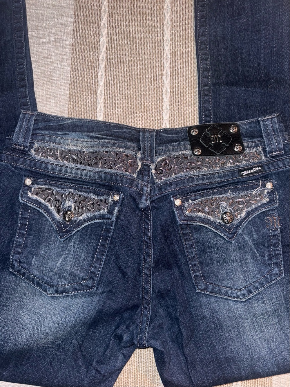 Miss Me Dark Blue Bootcut Jeans with Embellished Back Pockets